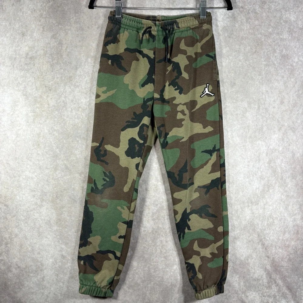 Jordan Essentials Camo Fleece Hoodie Jogger Set Boys M Kids Green Brown Jumpman